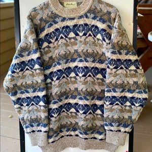 VTG EDDIE BAUER Made in USA Cotton Wool Crewneck Grandpa Sweater Size Large
